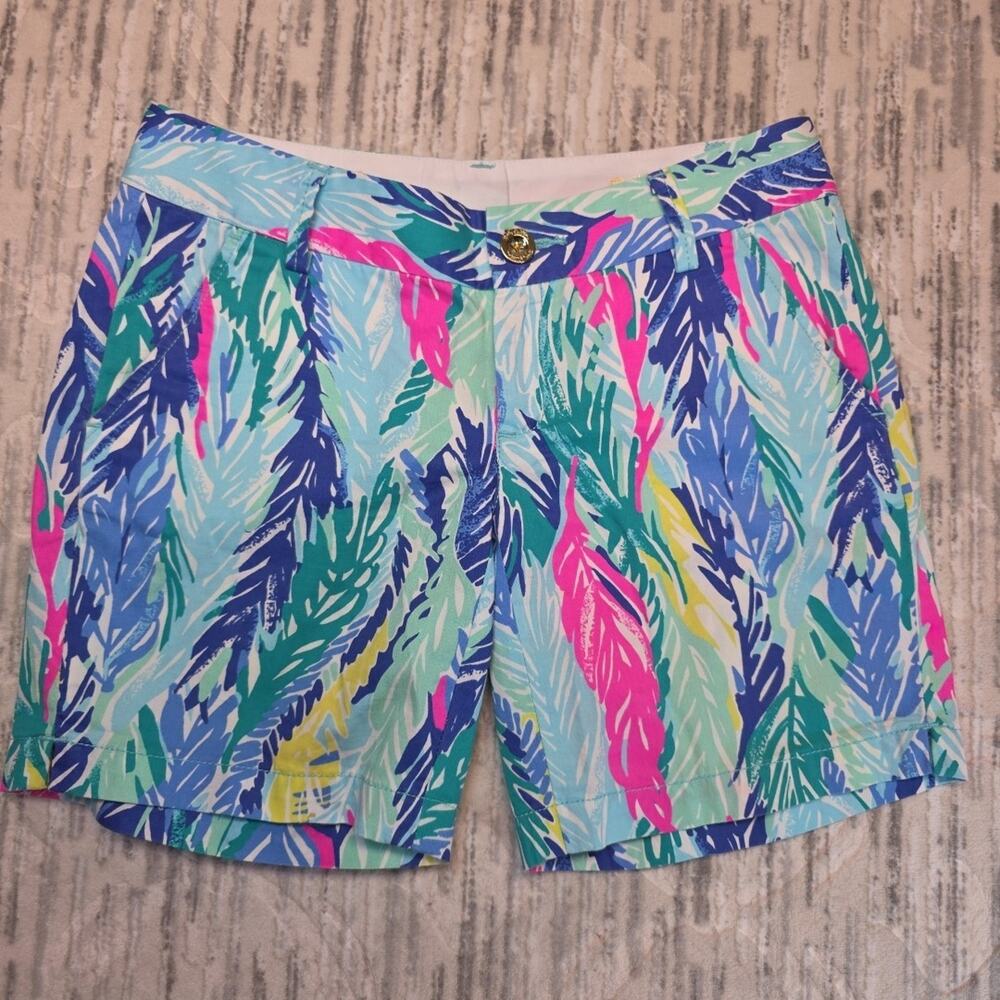Lilly Pulitzer Jayne Stretch Knit Shorts Bright Feather Sz 0